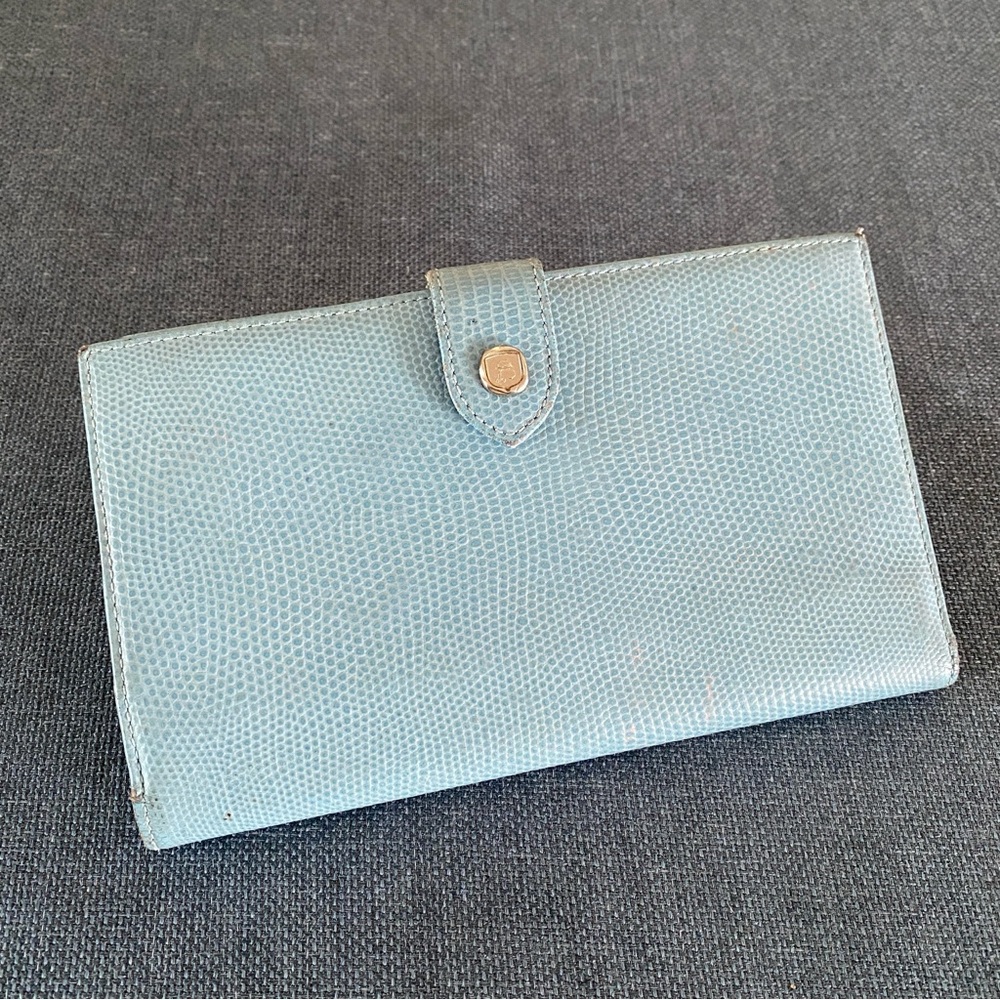 Vintage Renouard Women’s Leather Wallet Pocketbook Checkbook Light Blue
